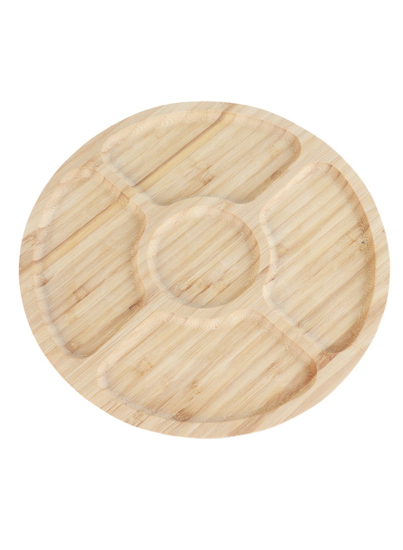 عام صحن تقديم دائري مصنوع من الخشب -24سم - Image 1
