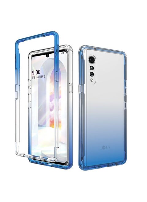 Case Cover For LG Velvet Shockproof High Transparency Two-color Gradual Change PC+TPU Candy Colors Phone Protective Case Blue