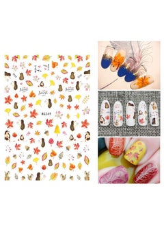 Jacknb 6 Sheets Autumn Nail Art Stickers 3D Fall Nail Decals Self-Adhesive Pumpkin Squirrel Turkey Maple Leaves Nail Art Supplies Thanksgiving Manicure Design Nail Decorations Accessories  - Image 5