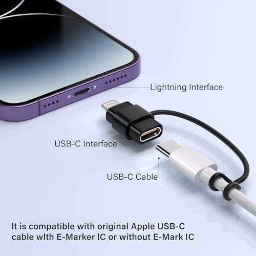 Thousover USB C Type C to Lightning Adapter （4 Pack） 1.8-2.2A 15W Fast Charging Support Data Sync,Lightning to USB Type C Cable Adapter for iPhone/iPad/for Airpods,with Anti-Lost Loop,Not for Audio/OTG (Black) - Image 5