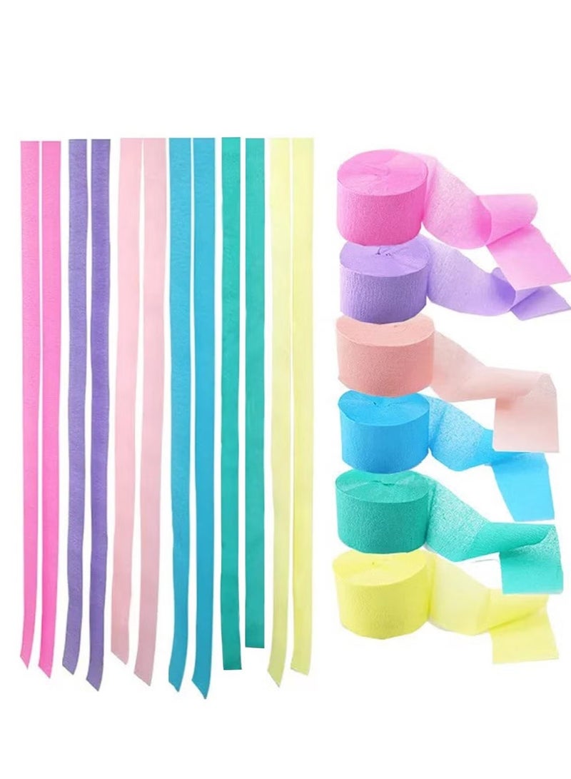 إيليلي Pastel Crepe Paper Streamers 6 Rolls Purple Pink Yellow Mint Blue 25m Each Party Decorations for Birthday Weddings Baby Shower Everyday Use - Image 1