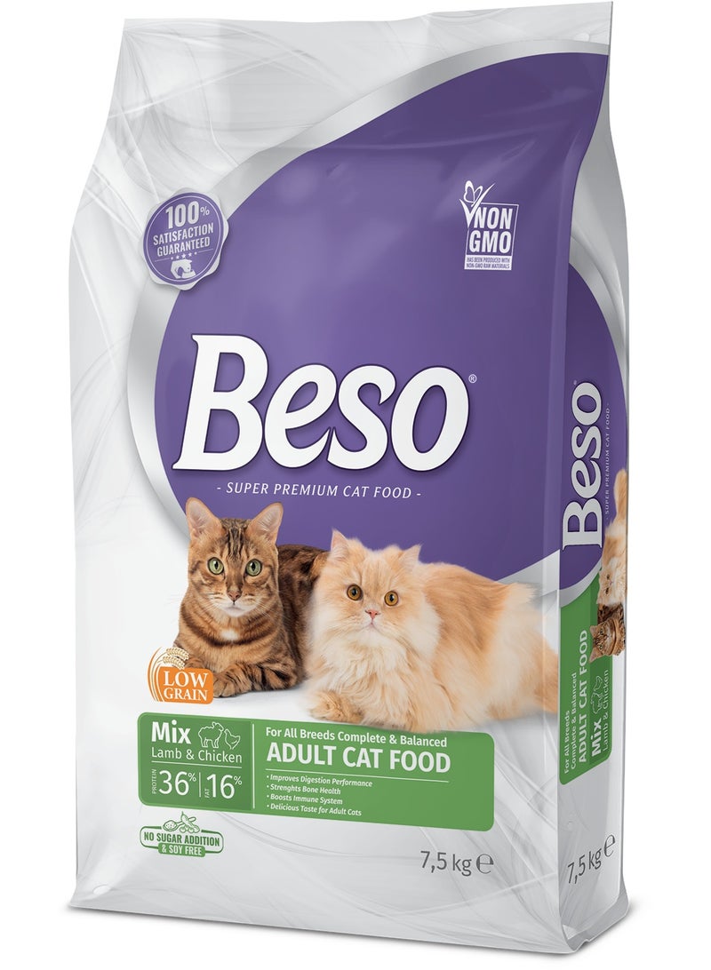 Beso Mix Lamb & Chicken Dry Food For Adult Cats 7.5KG - Image 1