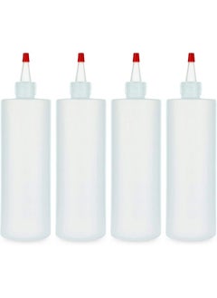 BRIGHTFROM Empty Squeeze Bottles 16 OZ, 4 PACK Squirt Containers with Red Top, BPA Free for Condiments, Syrup, Ketchup, Sauces, Dressing, Oil, Honey | Arts and Crafts - Leak Proof - Kitchen
