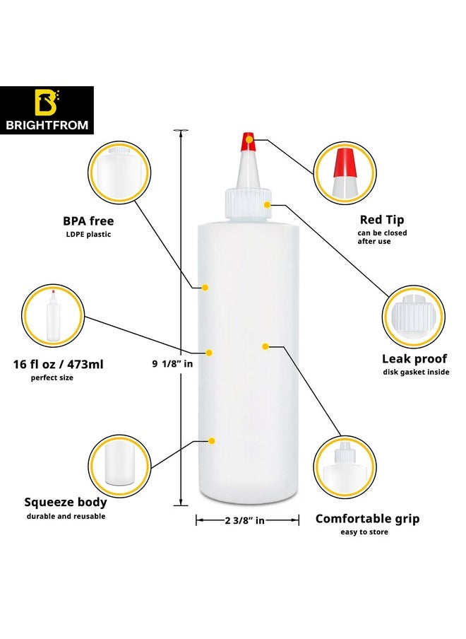 BRIGHTFROM - BRIGHTFROM Empty Squeeze Bottles 16 OZ, 4 PACK Squirt Containers with Red Top, BPA Free for Condiments, Syrup, Ketchup, Sauces, Dressing, Oil, Honey | Arts and Crafts - Leak Proof - Kitchen - Image 1