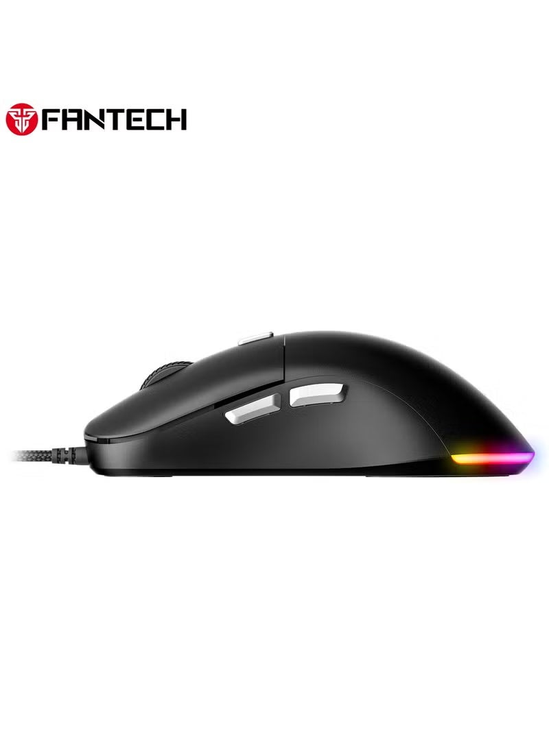 FANTECH High-performance wired gaming mouse, 7200 DPI, adjustable RGB lighting, 6 programmable buttons, 82G lightweight design, 10 million click lifespan, 60LPS tracking speed, 1.8m braided cable, eSports gaming mouse for PC and Mac, black - Image 4