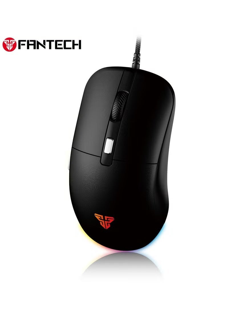 FANTECH High-performance wired gaming mouse, 7200 DPI, adjustable RGB lighting, 6 programmable buttons, 82G lightweight design, 10 million click lifespan, 60LPS tracking speed, 1.8m braided cable, eSports gaming mouse for PC and Mac, black - Image 3
