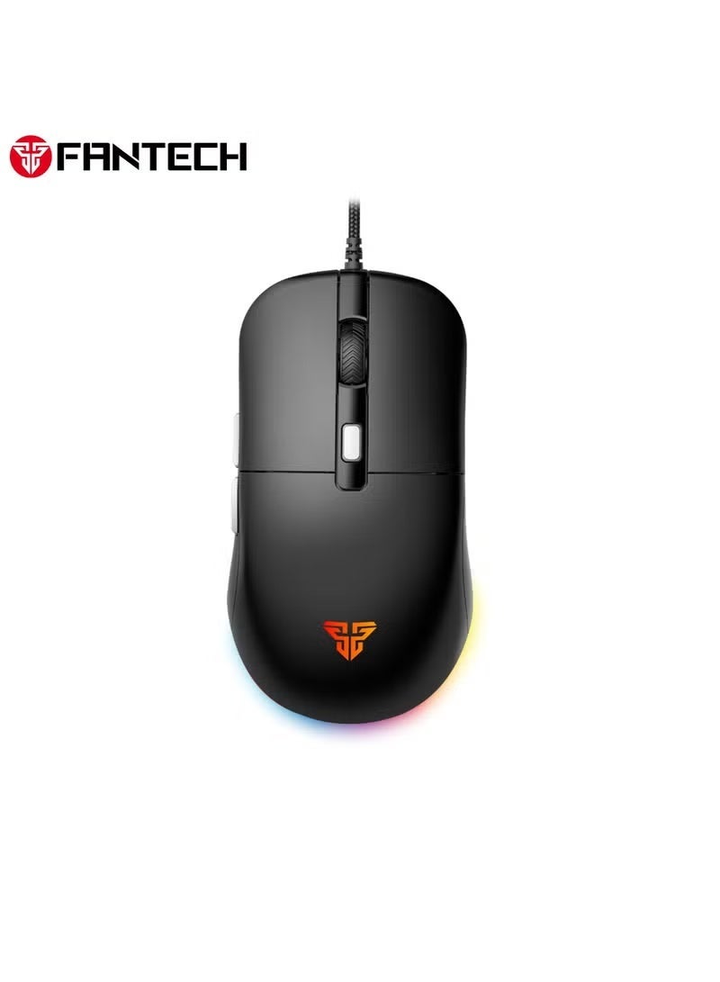 FANTECH High-performance wired gaming mouse, 7200 DPI, adjustable RGB lighting, 6 programmable buttons, 82G lightweight design, 10 million click lifespan, 60LPS tracking speed, 1.8m braided cable, eSports gaming mouse for PC and Mac, black - Image 5