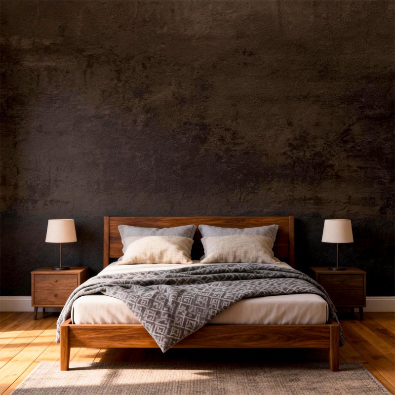 Bumoo Coffee Brown Peel and Stick Wallpaper Concrete 16''x354'' Caramel Limewash Self-Adhesive Contact Paper Modern Cement Waterproof Matte Texture Faux Walnut Vinyl for Bedroom Kitchen Living Room Garage - Image 2