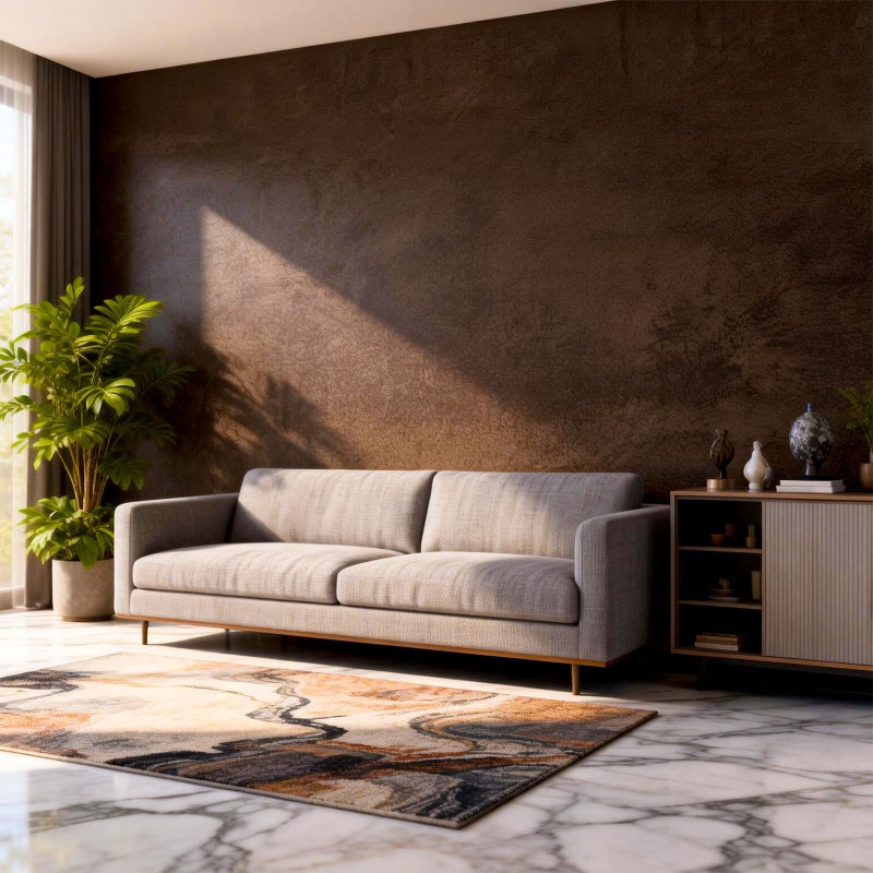 Bumoo Coffee Brown Peel and Stick Wallpaper Concrete 16''x354'' Caramel Limewash Self-Adhesive Contact Paper Modern Cement Waterproof Matte Texture Faux Walnut Vinyl for Bedroom Kitchen Living Room Garage - Image 3