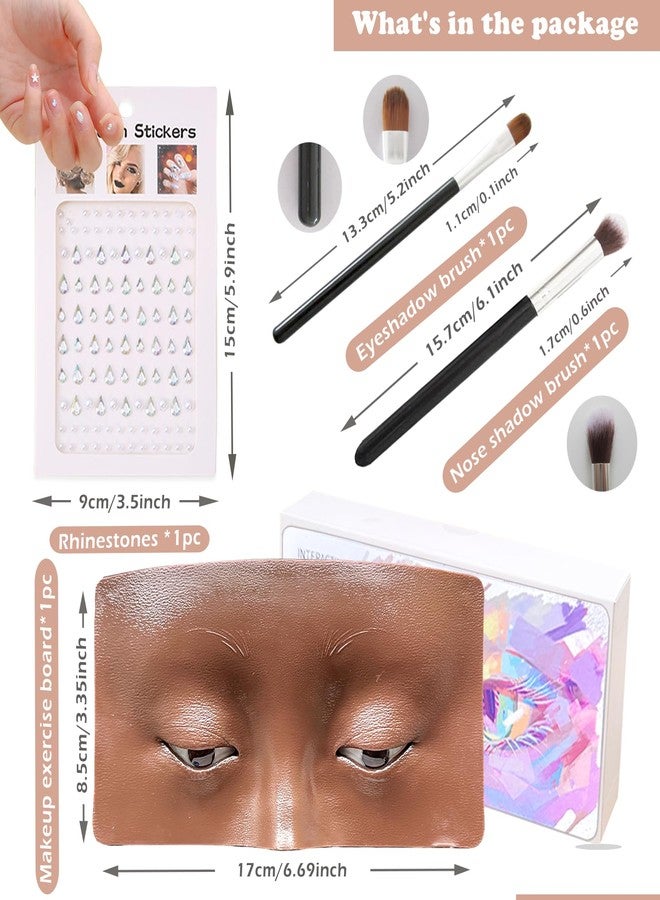 Penugo Silicone Makeup Mannequin Face, Makeup Practice Face Board for Makeup Artist Supplies, Mannequin Face for Makeup Practice with Makeup Brushes Rhinestones Sticker(Black) - Image 2