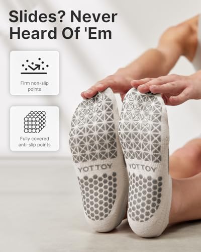 YOTTOY Pilates Socks for Women6 PairsBreathable GripEnhanced NonSlip Yoga Socks Durable Perfect for Home Workouts US Alpha One Size Regular Regular Multicolor - Image 3