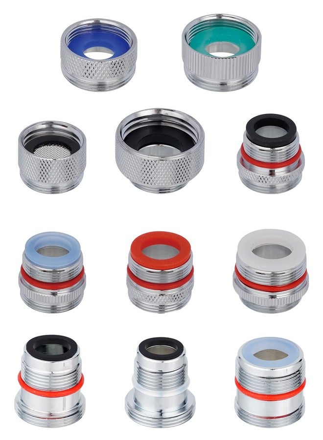 Hibbent 11 Pieces Faucet Adapter Kit, Kitchen Sink Brass Aerator Adapter Set, Male Female Sink Faucet Adapter Connecting Style Faucets, Standard Hose, Chrome Finished - Image 1