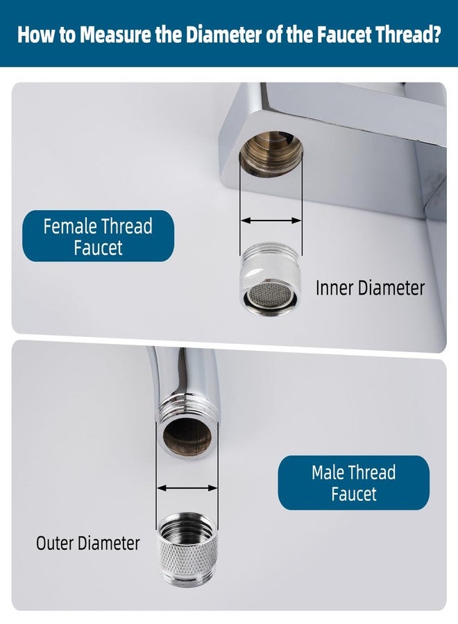 Hibbent 11 Pieces Faucet Adapter Kit, Kitchen Sink Brass Aerator Adapter Set, Male Female Sink Faucet Adapter Connecting Style Faucets, Standard Hose, Chrome Finished - Image 4