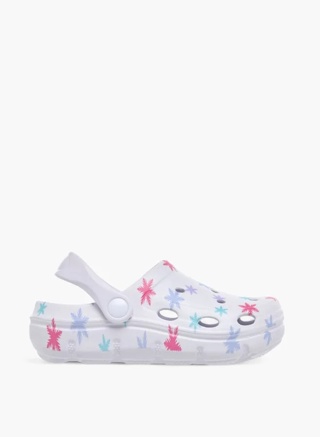 Aqua Girls Printed Clogs With Backstrap