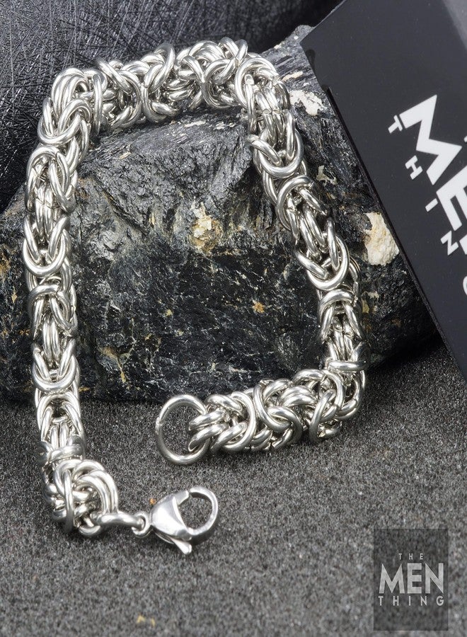 THE MEN THING REINFORCED - 7mm Stainless Steel Bracelet, American Style - Hip Hop Biker Bracelet 8 inch with Lobster Claw Buckle for Men & Boys - Image 4