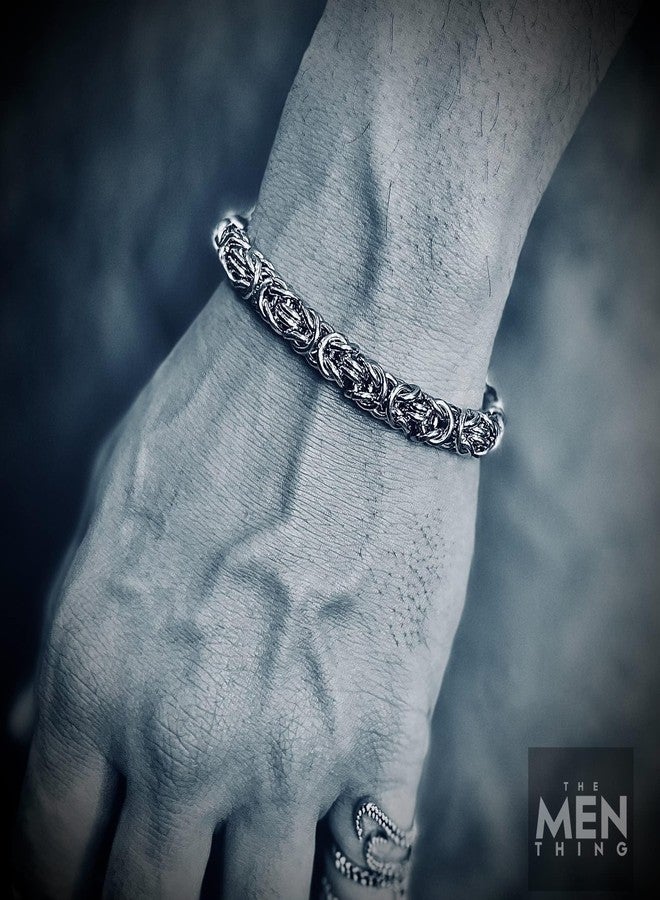 THE MEN THING REINFORCED - 7mm Stainless Steel Bracelet, American Style - Hip Hop Biker Bracelet 8 inch with Lobster Claw Buckle for Men & Boys - Image 2
