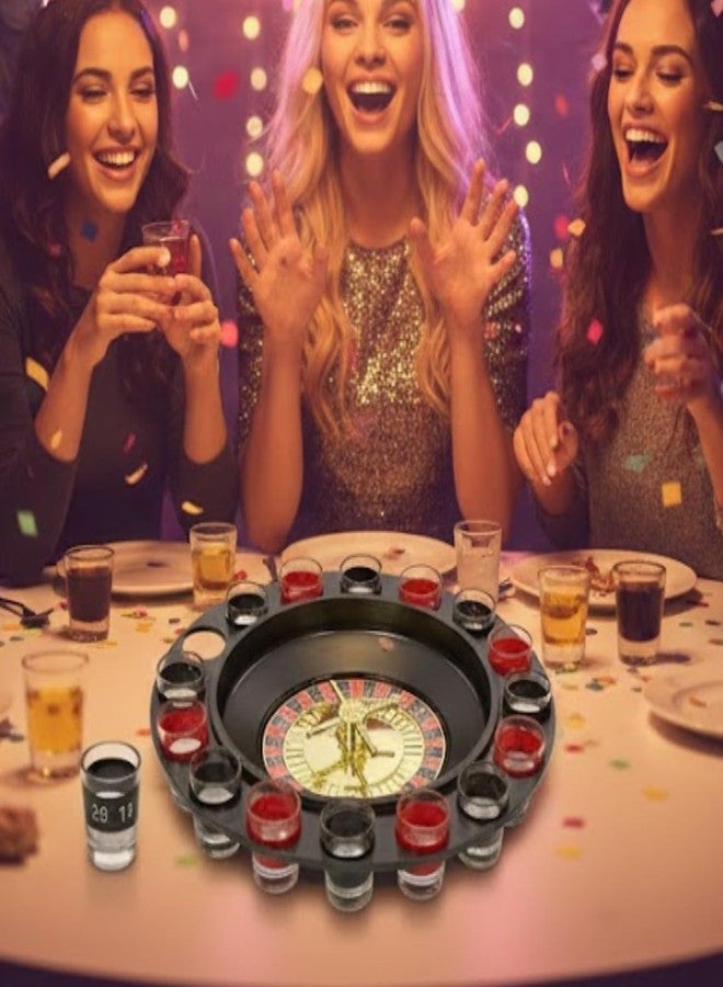 Go Hooked Roulette Drinking Set with Spinner Wheel and Shot Glasses | Includes 2 Balls and 16 Shot Glasses, Party Table Activity for Gatherings, Celebrations and Events | Reusable Board Game Set - Image 2