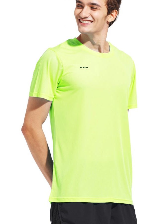 TLRUN Men's Ultra Lightweight Running Shirts, Dry Fit Marathon Top Tee, Cool Short Sleeve Athletic T-Shirts(Large, Yellow) - Image 1