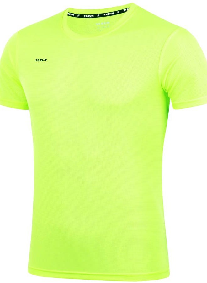 TLRUN Men's Ultra Lightweight Running Shirts, Dry Fit Marathon Top Tee, Cool Short Sleeve Athletic T-Shirts(Large, Yellow) - Image 3