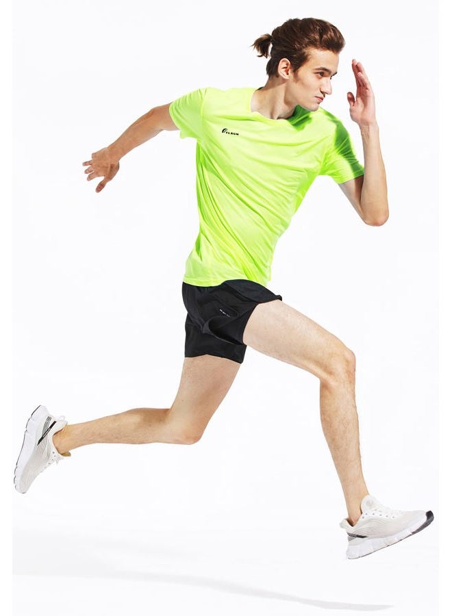 TLRUN Men's Ultra Lightweight Running Shirts, Dry Fit Marathon Top Tee, Cool Short Sleeve Athletic T-Shirts(Large, Yellow) - Image 4