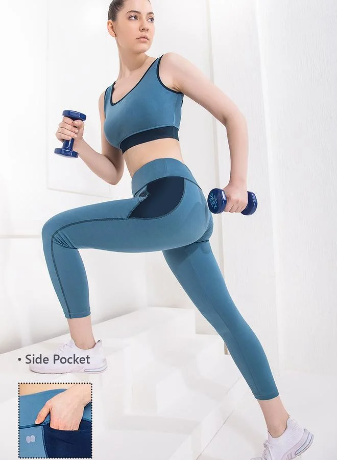 كلوفيا تايتس رياضي أزرق فاتح بخصر متوسط وطول الكاحل