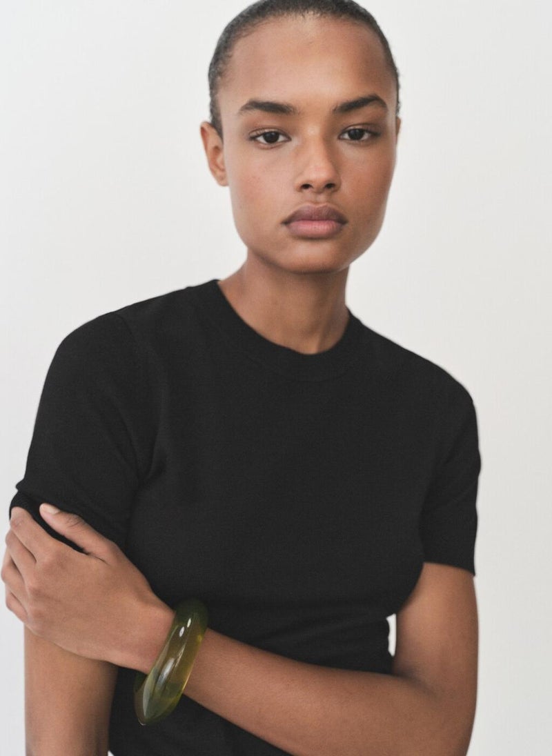 MANGO Short-Sleeved Fine-Knit Sweater  - Image 3