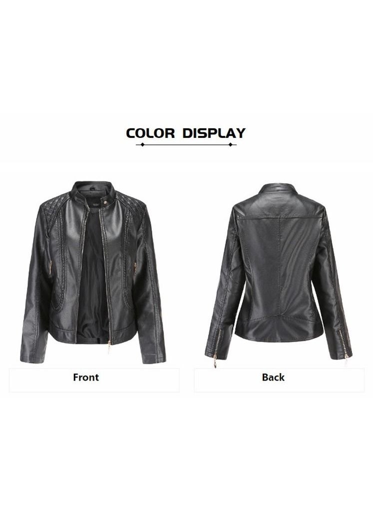 Women's Leather Jacket With Standing Collar PU Leather Jacket Black - pzsku/Z2FBA9681D764F503707AZ/45/_/1691894535/184e85eb-9091-4ea5-811f-b70ebc1aee6d