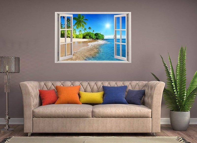 PAPER PLANE DESIGN Vinyl Beach Wall Window Sticker (Beach View, 3 x 2 feet) Design : 05 - Image 3