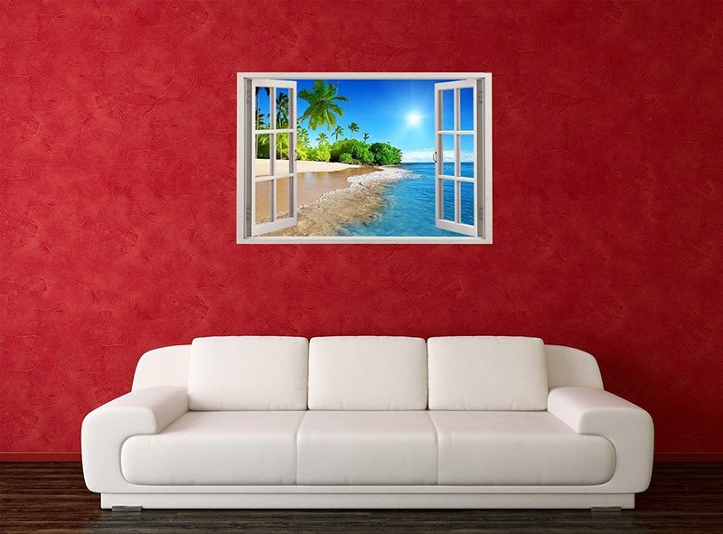PAPER PLANE DESIGN Vinyl Beach Wall Window Sticker (Beach View, 3 x 2 feet) Design : 05 - Image 2