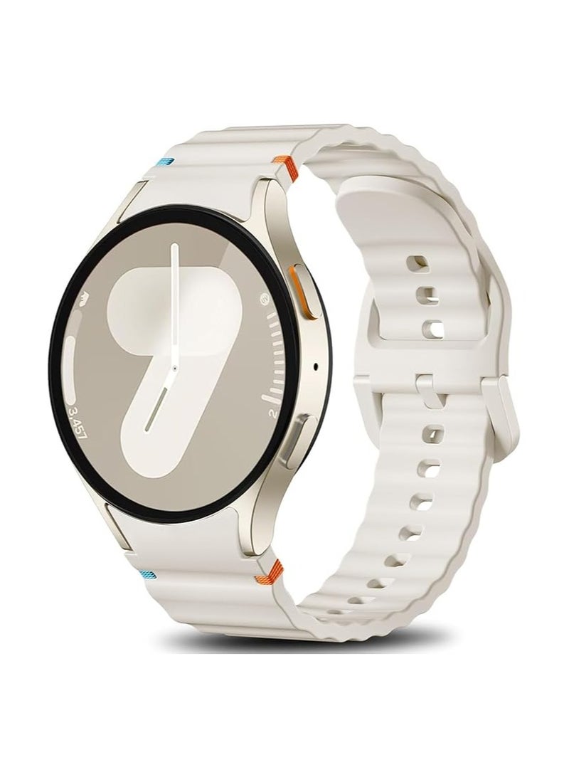 متوافق مع ساعة سامسونج جالاكسي واتش 7، مقاس 40 مم و44 مم - 2025، حزام رياضي مُحسّن بدون فجوات من السيليكون، مناسب لساعة جالاكسي 6 و5 و4 FE، وسوار 20 مم لساعة كلاسيك/برو، (كريمي) - Image 1