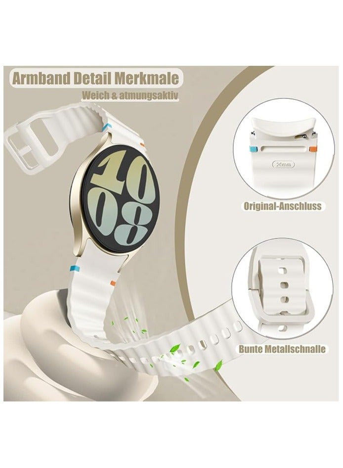 متوافق مع ساعة سامسونج جالاكسي واتش 7، مقاس 40 مم و44 مم - 2025، حزام رياضي مُحسّن بدون فجوات من السيليكون، مناسب لساعة جالاكسي 6 و5 و4 FE، وسوار 20 مم لساعة كلاسيك/برو، (كريمي) - Image 2