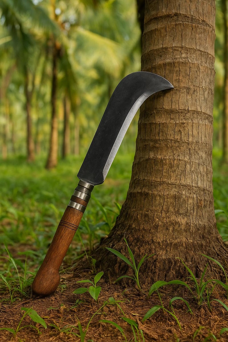 YATTA Kozhikkodan Traditional Handmade Koduval Knife | Multipurpose, Forged Carbon-Steel Vettukathi/Koduval | Chopping Vegetables, Meat | 8″ Blade with Wooden Handle - Image 5