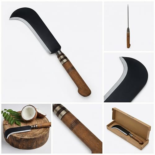 YATTA Kozhikkodan Traditional Handmade Koduval Knife | Multipurpose, Forged Carbon-Steel Vettukathi/Koduval | Chopping Vegetables, Meat | 8″ Blade with Wooden Handle - Image 3