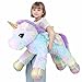 FFxiong 44 Inch Giant Rose Rainbow Unicorn Stuffed Animal Plush Toy with Wings Soft Cute Large Unicorn Plushies Animals Body Pillow Gift for Children Boy Girl Kids Birthday Valentine Room Decorations - Image 2