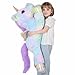 FFxiong 44 Inch Giant Rose Rainbow Unicorn Stuffed Animal Plush Toy with Wings Soft Cute Large Unicorn Plushies Animals Body Pillow Gift for Children Boy Girl Kids Birthday Valentine Room Decorations - Image 4