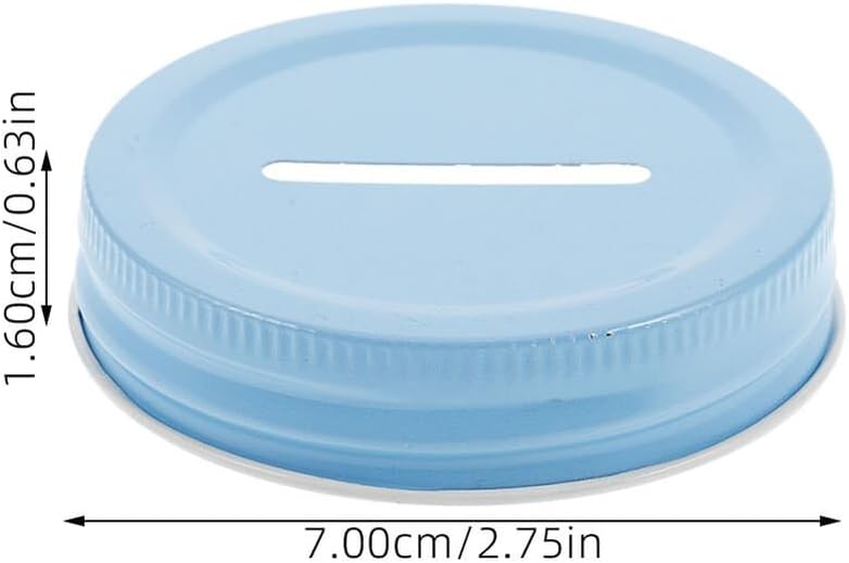 20pcs 70mm Tinplate Wide Mouth Mason Jar Lids Coin Bank Slot Covers for Canning Jars Reusable Piggy Bank Caps Blue - Image 2