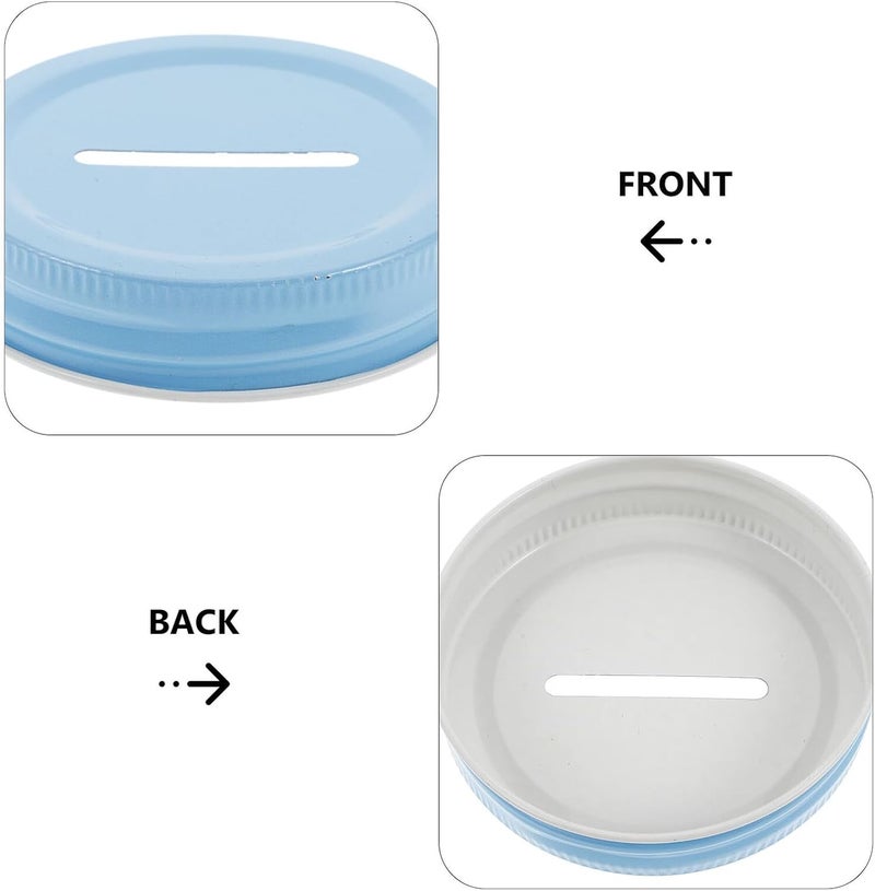 20pcs 70mm Tinplate Wide Mouth Mason Jar Lids Coin Bank Slot Covers for Canning Jars Reusable Piggy Bank Caps Blue - Image 3