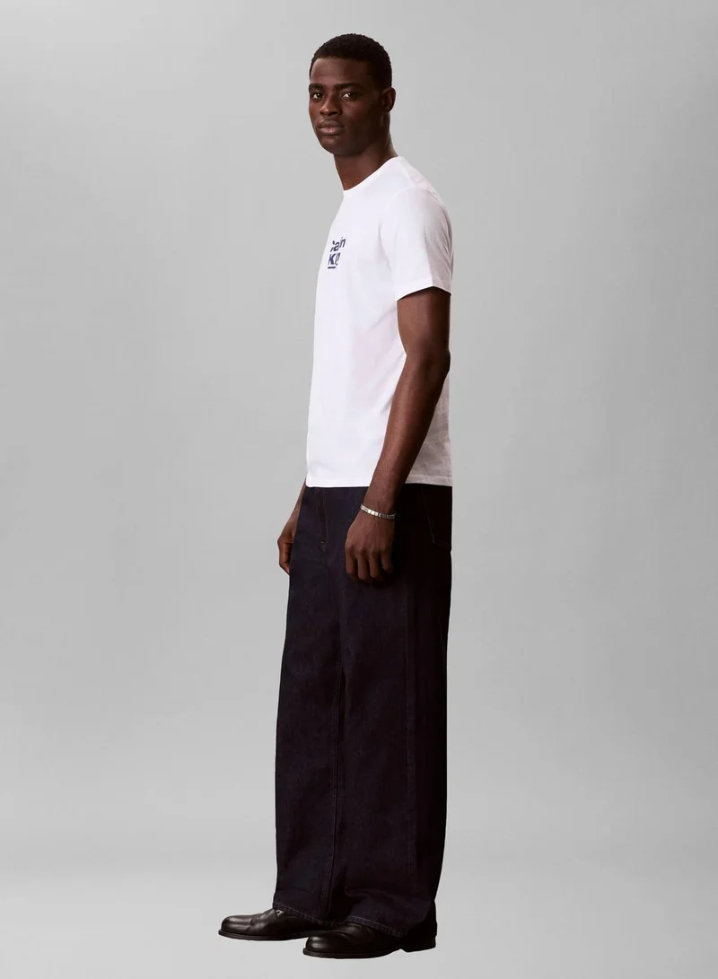 Calvin Klein Jeans Bright White Logo Graphic Crew Neck T-Shirt for Men | Best Price UAE