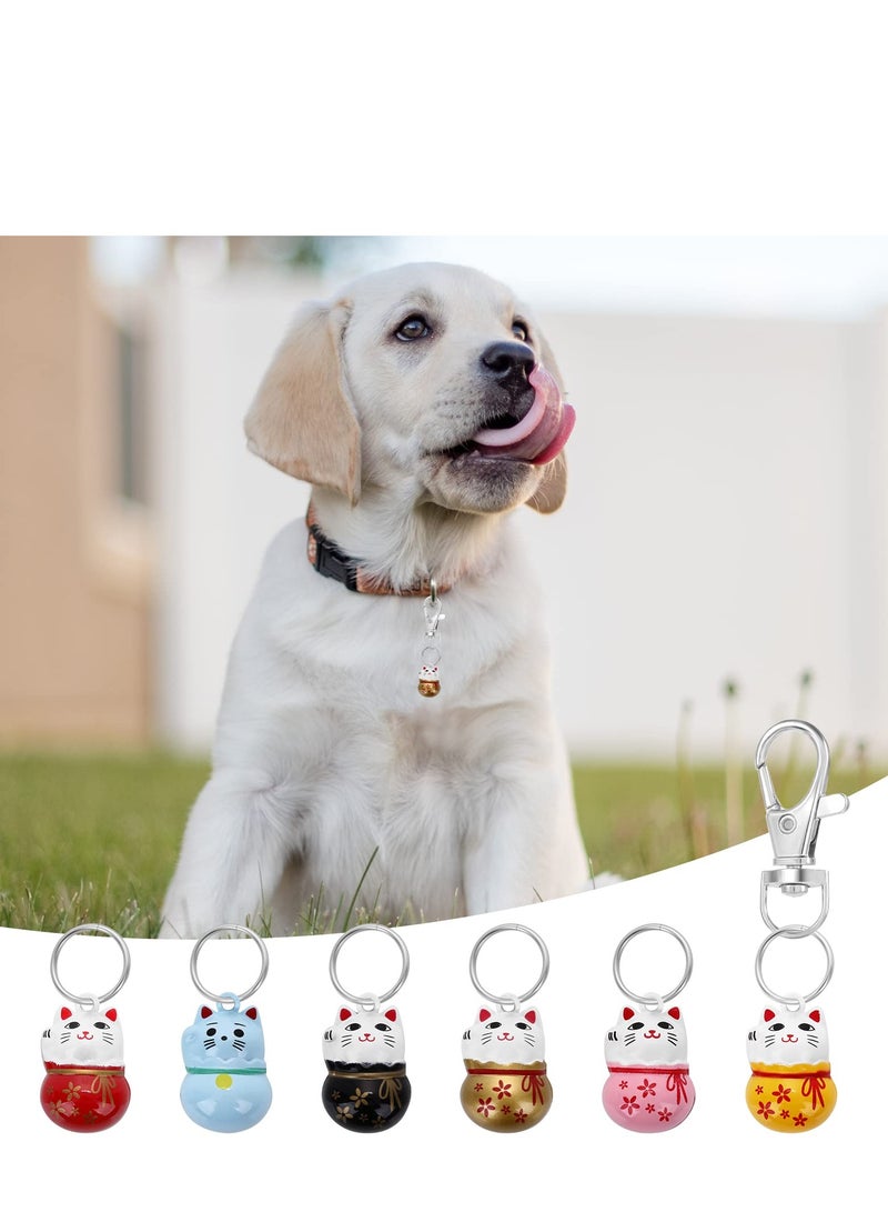 SOLARAE 6 Pack Cat Collar Bells, Lucky Cat Collar Bells Loud Dog Collar Bells for Potty Training Necklace Pendant with Free Clips Key Rings for Pet Pendant Accessories - Image 4