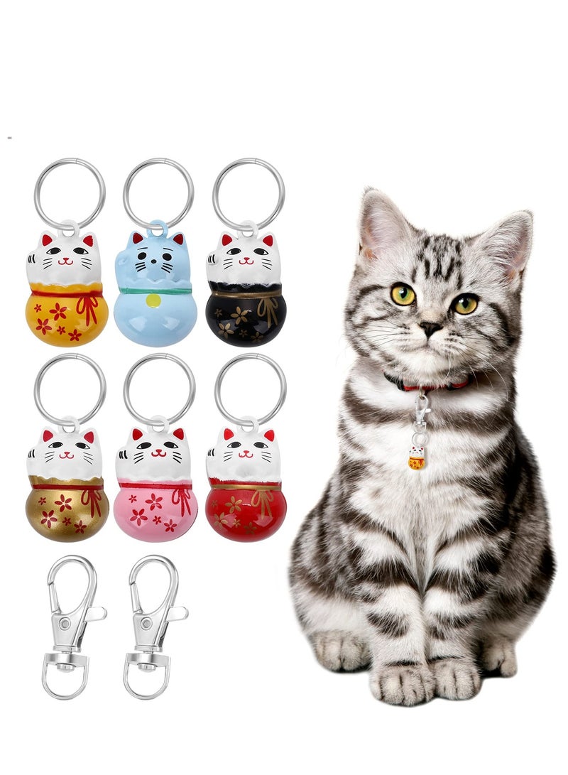 SOLARAE 6 Pack Cat Collar Bells, Lucky Cat Collar Bells Loud Dog Collar Bells for Potty Training Necklace Pendant with Free Clips Key Rings for Pet Pendant Accessories - Image 1