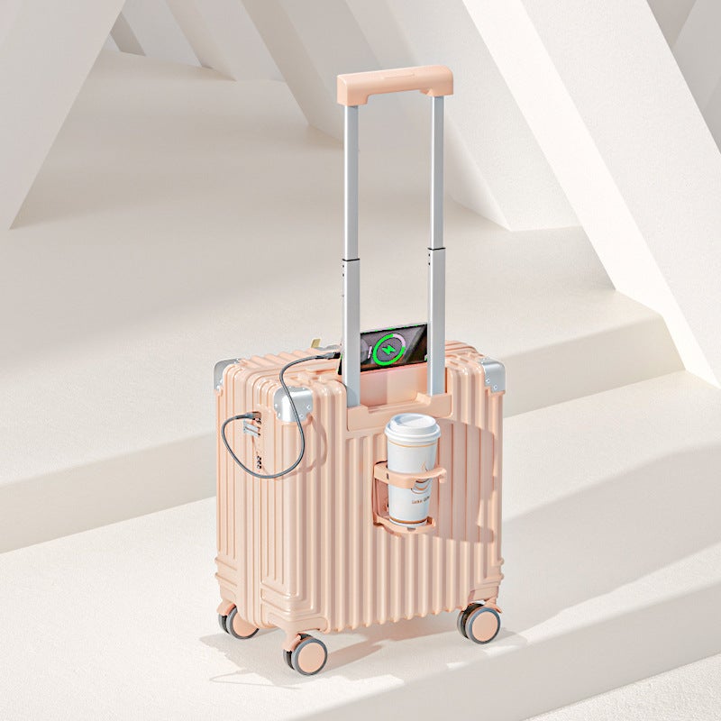 Carry-on Luggage Aluminum Frame Trolley Case with Cup Holder, 20 inch - Image 5