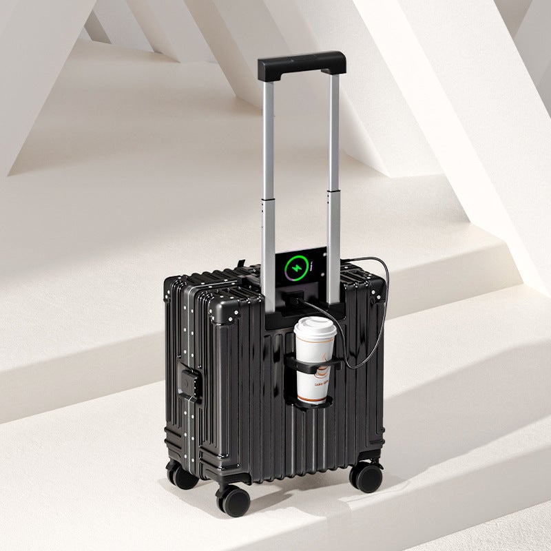 Carry-on Luggage Aluminum Frame Trolley Case with Cup Holder, 20 inch - Image 3