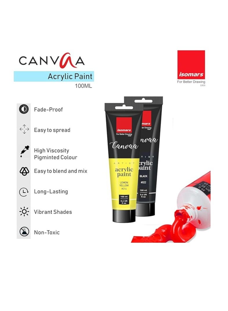 Isomers Canvaa Acrylic Paint 100ml Vibrant Pigmented & Fadeproof Colors - ARTIST SERIES - For Canvas Painting, Scrap Book, Paper Board, Wood & Terracotta Umber Green - Image 2
