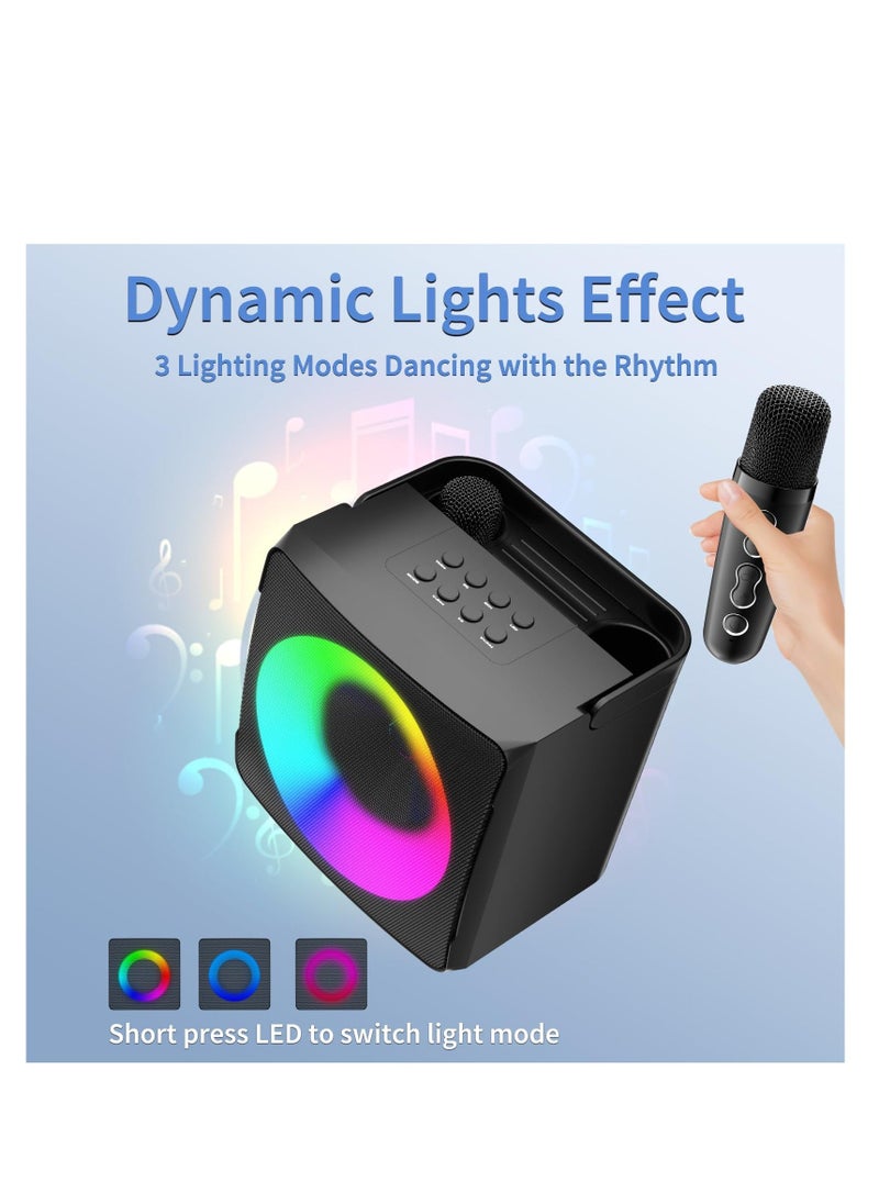 Karaoke Machine, Portable Bluetooth Karaoke Speaker, with 2 Wireless Mics and Dynamic Lights, Ideal Gifts for Girls Boys Home Party, for Karaoke, Party, Birthday - Image 3