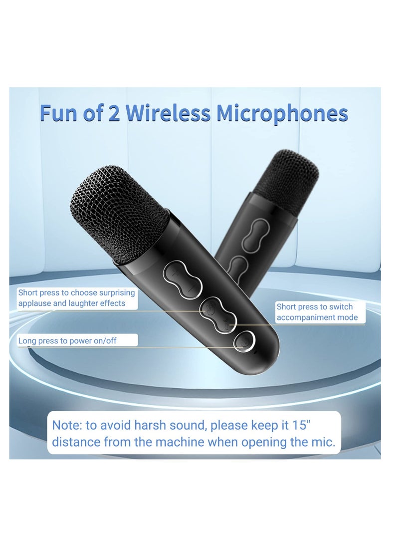 Karaoke Machine, Portable Bluetooth Karaoke Speaker, with 2 Wireless Mics and Dynamic Lights, Ideal Gifts for Girls Boys Home Party, for Karaoke, Party, Birthday - Image 4