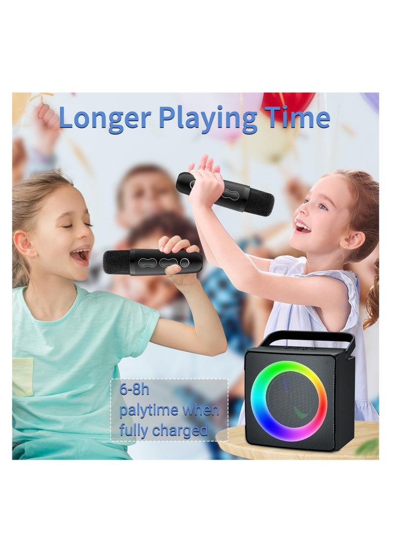 Karaoke Machine, Portable Bluetooth Karaoke Speaker, with 2 Wireless Mics and Dynamic Lights, Ideal Gifts for Girls Boys Home Party, for Karaoke, Party, Birthday - Image 5