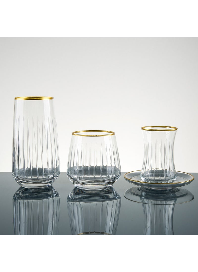 Sudeka 31 Piece 6 Person Gold Hand Decor Cut Glass Water Set  - Image 3
