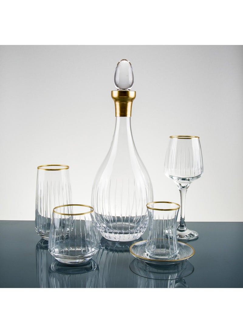 Sudeka 31 Piece 6 Person Gold Hand Decor Cut Glass Water Set  - Image 1