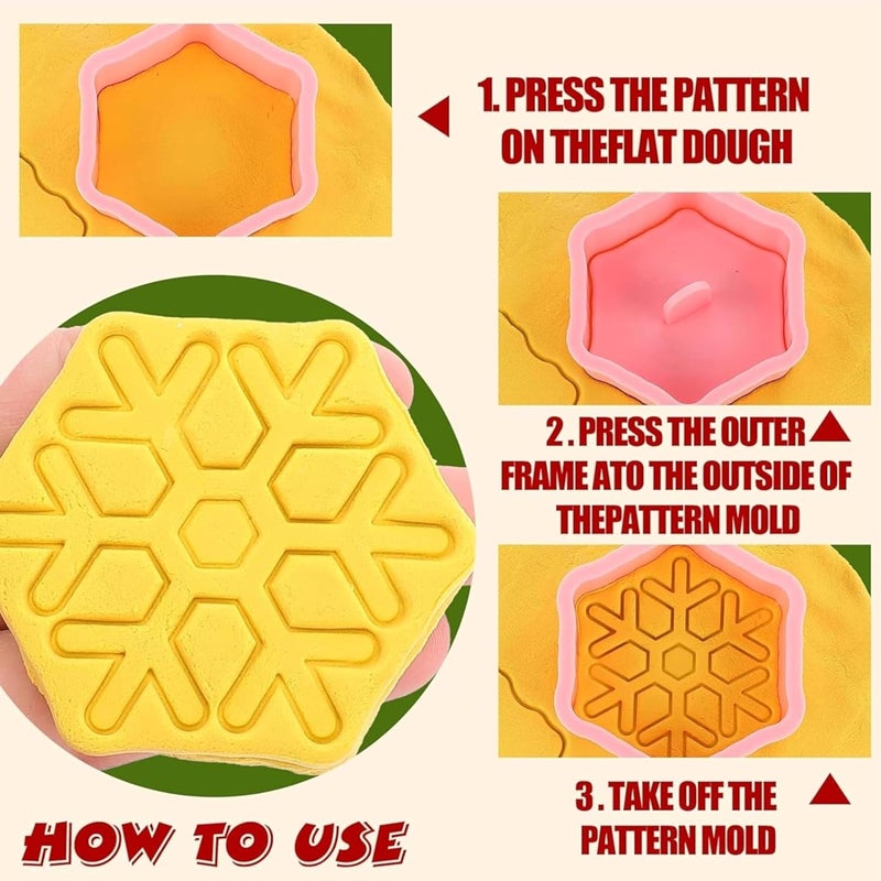 Bake House Snowflakes Combo Silicone Molds 6 Cavity and 8 Pcs Winter Snowflake Cookie Cutters with Plunger Stamps Set 3D for Making Soap Muffins Chocolates Snowflake Cookie Cutter for Baking Snowflake - Image 5