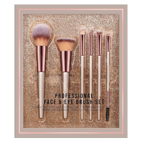 Adbeni Professional Beauty Face & Eye Brush Set of 6 | Soft Synthetic Bristles | For Cream, Liquid & Powder | Includes Foundation, Eyeshadow, Concealer, Brow & Powder Brushes | Easy Blending & Travel-Friendly - Image 1